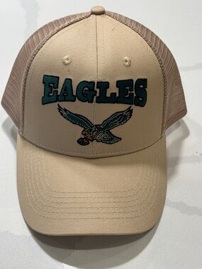 Eagles Embroidered Trucker Hat - Tan/Beige